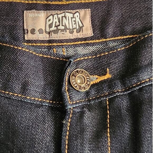 Old Navy Painter Darkwash Straight Leg boys Utility Jeans Size 12 Regular NWT - Picture 9 of 9